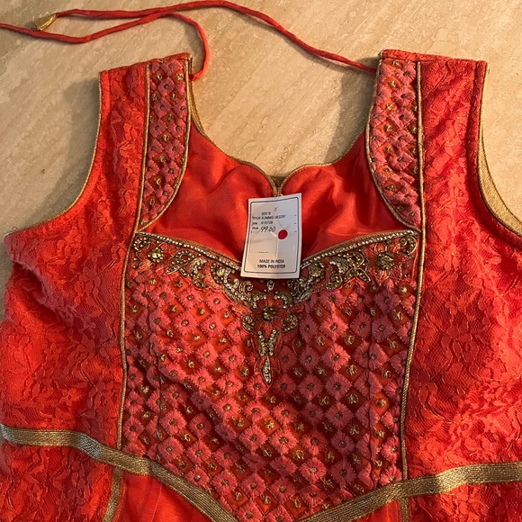 Beautiful Coral and Gold Saree from India. - Picture 6 of 10